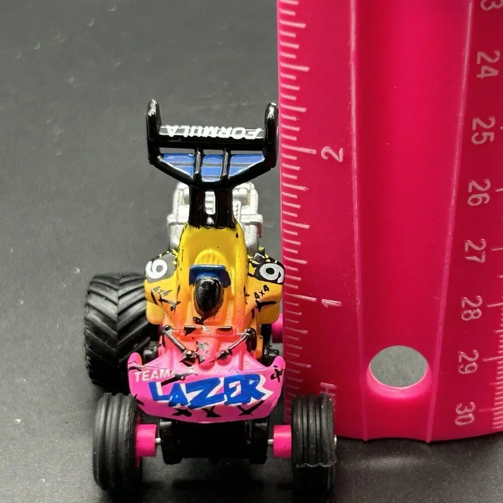 Vintage 90s Micro Machines TEAM LAZER Monster Truck Pink Yellow Galoob Tuff Trax